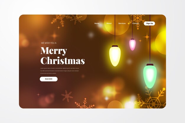 Modello di pagina di destinazione di Natale sfocato