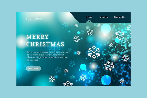 Modello di pagina di destinazione di Natale sfocato