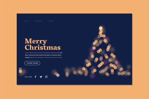 Modello di pagina di destinazione di Natale sfocato