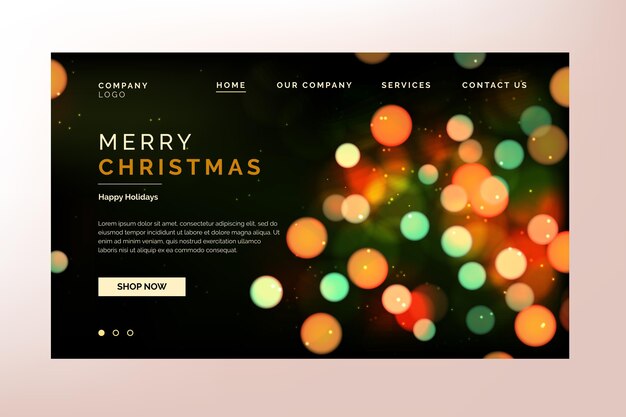 Modello di pagina di destinazione di Natale sfocato