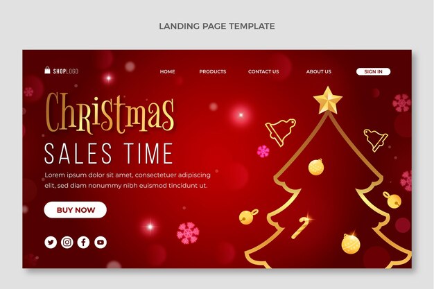Modello di pagina di destinazione di Natale sfumato