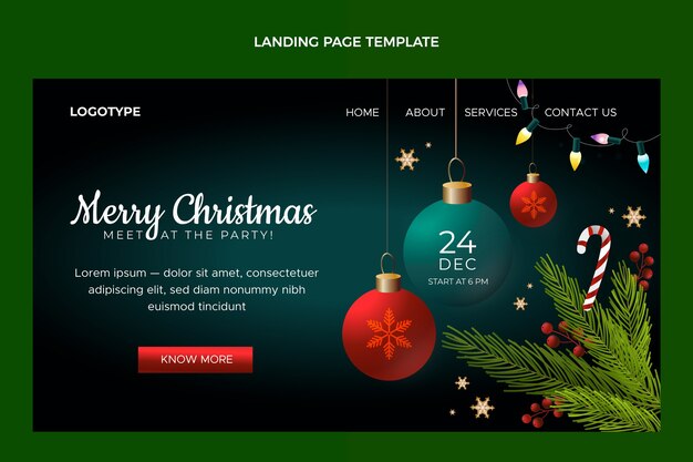 Modello di pagina di destinazione di Natale sfumato