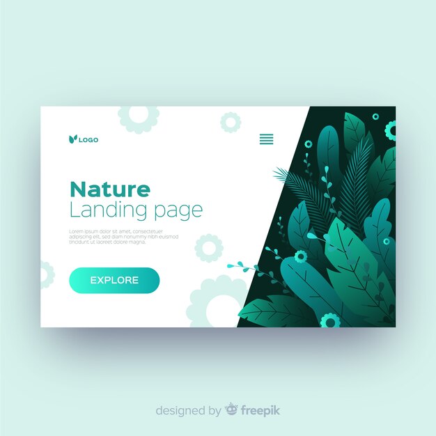 Modello di pagina di destinazione di natura piatta