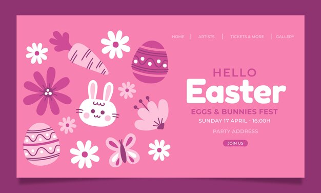 Modello di pagina di destinazione di Pasqua piatta