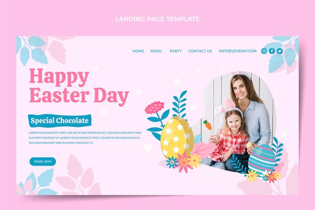 Modello di pagina di destinazione di Pasqua piatta