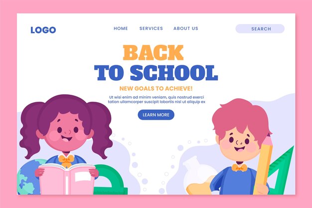 Modello di pagina di destinazione di ritorno a scuola