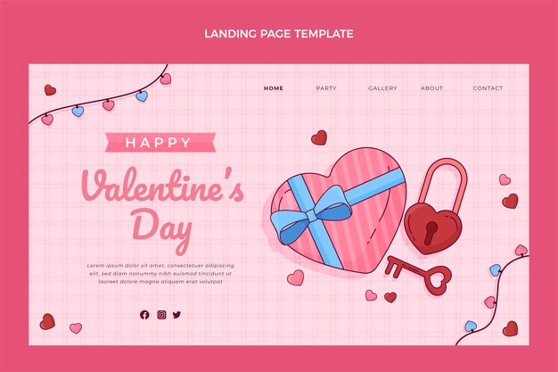 Modello di pagina di destinazione di San Valentino disegnato a mano