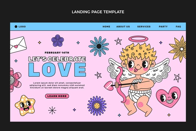 Modello di pagina di destinazione di San Valentino disegnato a mano