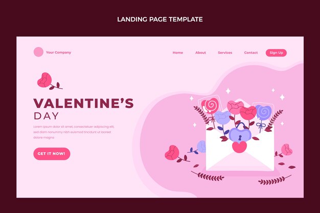 Modello di pagina di destinazione di San Valentino disegnato a mano