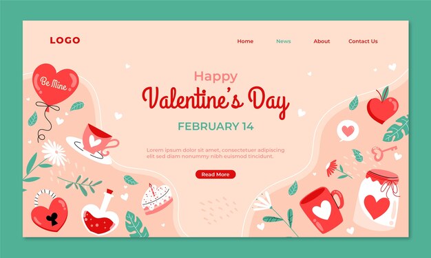 Modello di pagina di destinazione di San Valentino disegnato a mano