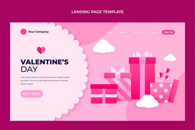 Modello di pagina di destinazione di San Valentino sfumato