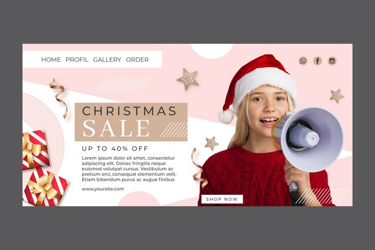 Vettore gratuito modello di pagina di destinazione di vendita di natale