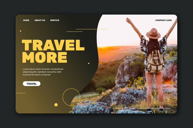 Modello di pagina di destinazione di viaggio con foto