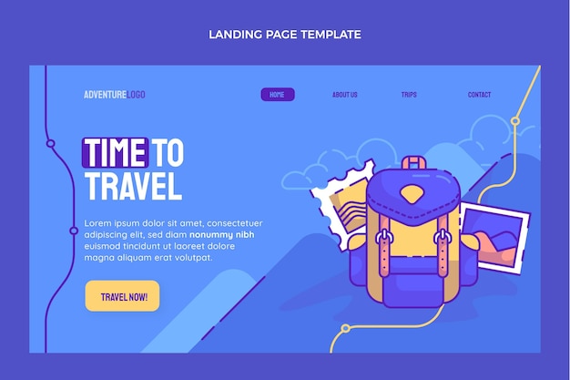 Modello di pagina di destinazione di viaggio disegnato a mano