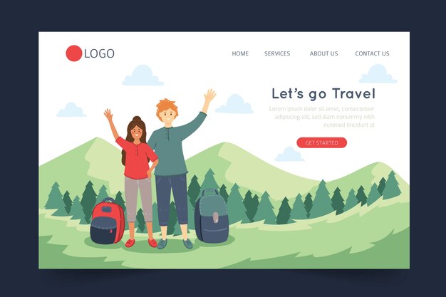 Modello di pagina di destinazione di viaggio