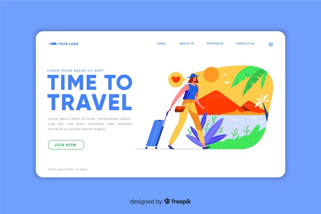 Modello di pagina di destinazione di viaggio