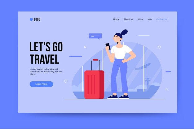 Modello di pagina di destinazione di viaggio