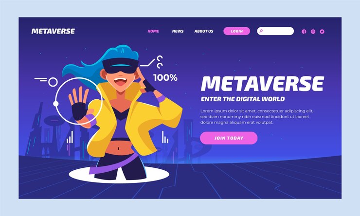 Modello di pagina di destinazione dinamica metaverse disegnata a mano