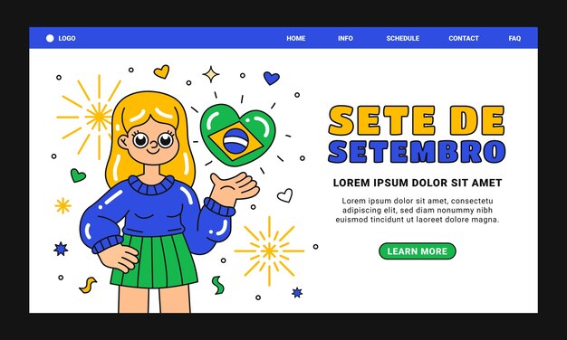 Modello di pagina di destinazione disegnato a mano per la celebrazione del sete de setembro