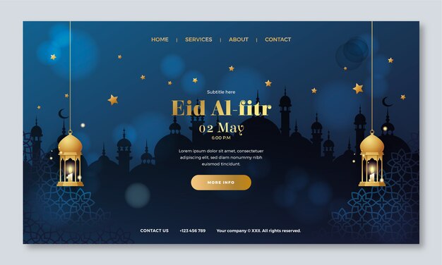 Modello di pagina di destinazione eid al-fitr sfumato