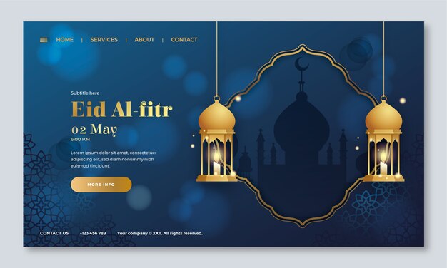Modello di pagina di destinazione eid al-fitr sfumato
