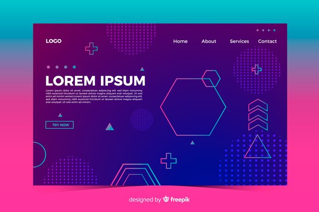 Modello di pagina di destinazione forme geometriche astratte