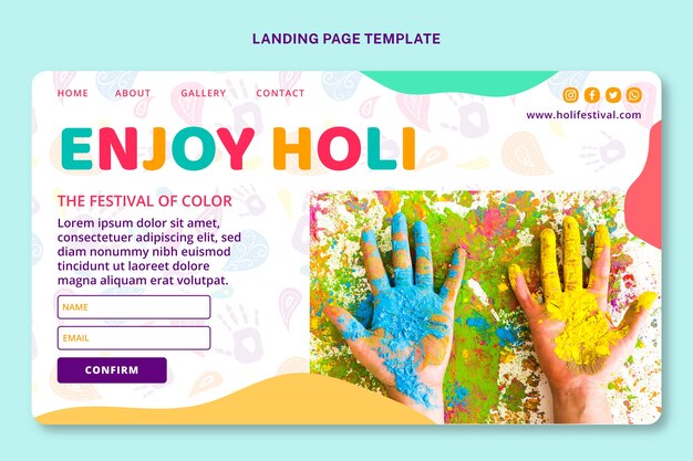 Modello di pagina di destinazione holi disegnato a mano