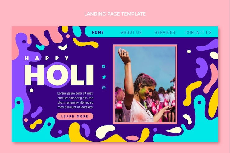 Vettore gratuito modello di pagina di destinazione holi disegnato a mano