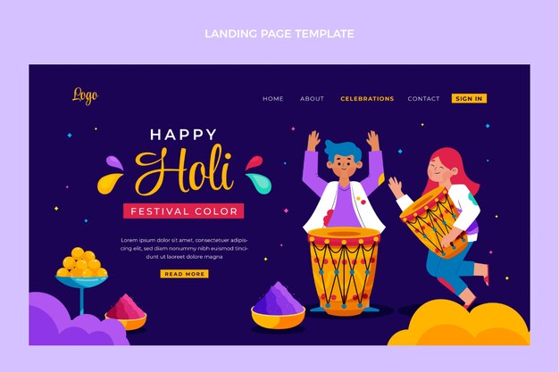 Modello di pagina di destinazione holi piatta