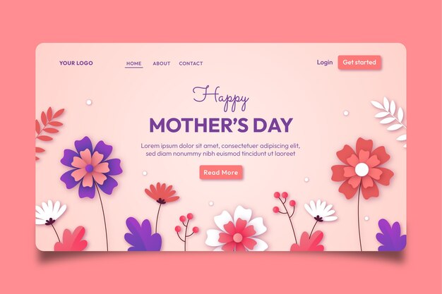 Modello di pagina di destinazione in stile cartaceo per la celebrazione della festa della mamma