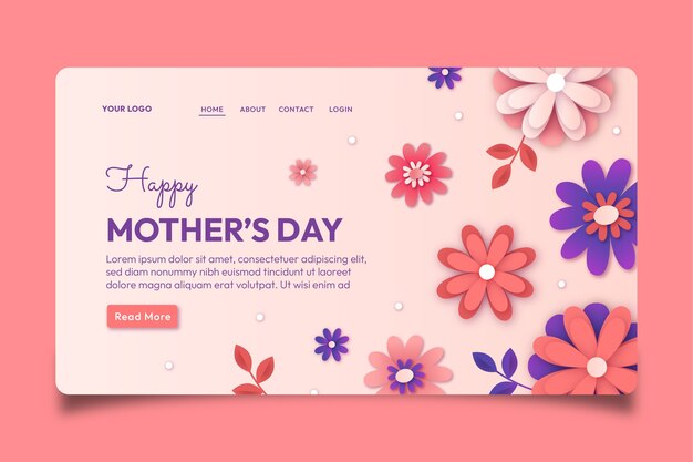 Modello di pagina di destinazione in stile cartaceo per la celebrazione della festa della mamma