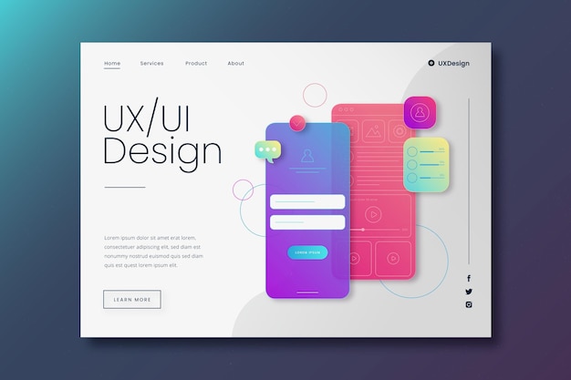 Modello di pagina di destinazione lineare flat ui/ux