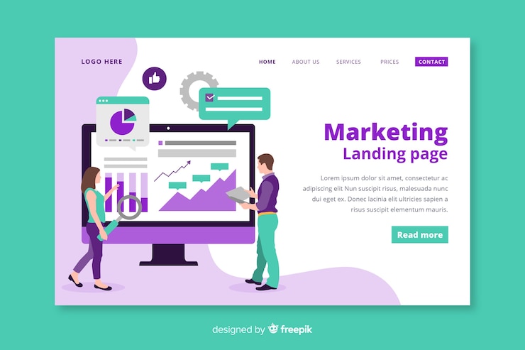 Vettore gratuito modello di pagina di destinazione marketing piatto