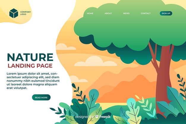 Modello di pagina di destinazione natura piatta