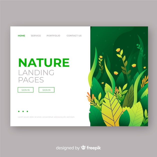 Modello di pagina di destinazione natura