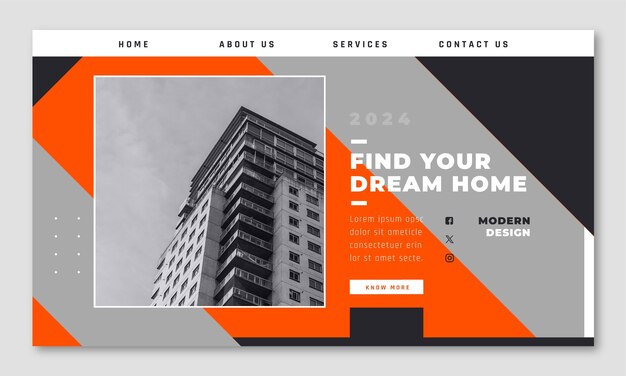 Modello di pagina di destinazione per attività immobiliari