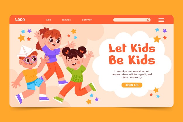 Modello di pagina di destinazione per bambini