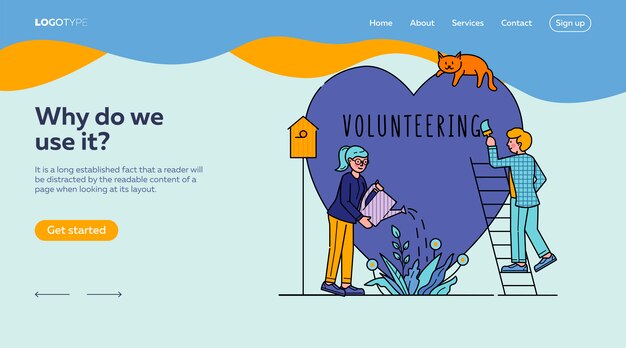Modello di pagina di destinazione per beneficenza volontaria