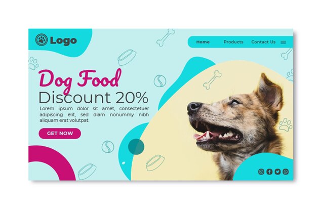 Modello di pagina di destinazione per cibo per cani