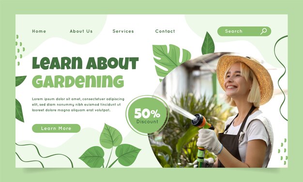 Modello di pagina di destinazione per giardinaggio e coltivazione