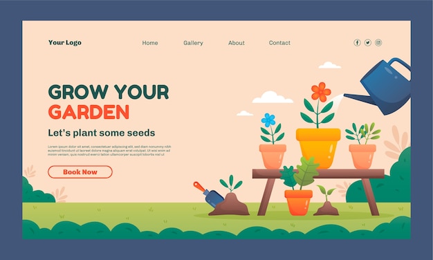 Modello di pagina di destinazione per giardinaggio e lavori in giardino
