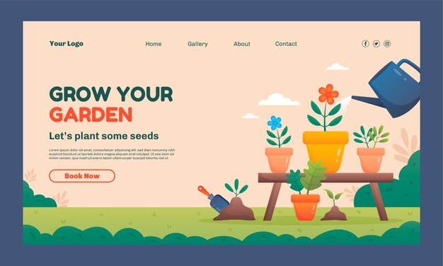 Modello di pagina di destinazione per giardinaggio e lavori in giardino