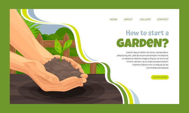 Modello di pagina di destinazione per il giardinaggio piatto
