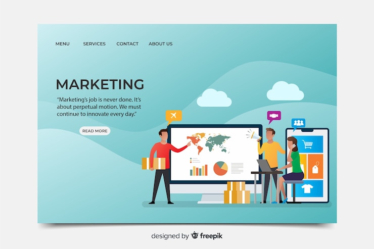 Vettore gratuito modello di pagina di destinazione per il marketing
