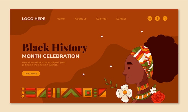 Vettore gratuito modello di pagina di destinazione per il mese della storia nera