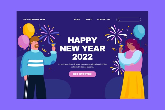 Modello di pagina di destinazione per il nuovo anno festivo 2022