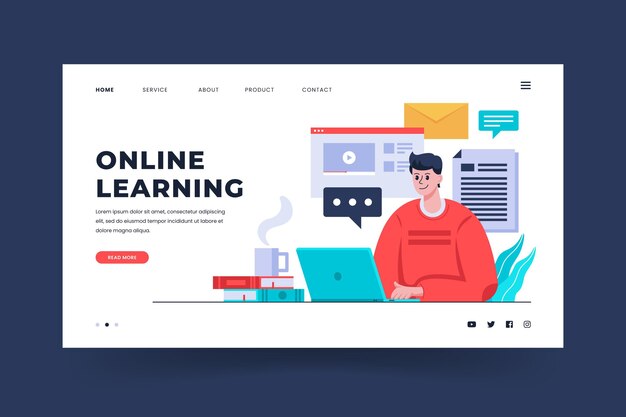 Modello di pagina di destinazione per l'apprendimento online dettagliato