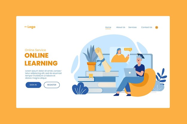 Modello di pagina di destinazione per l'apprendimento online dettagliato