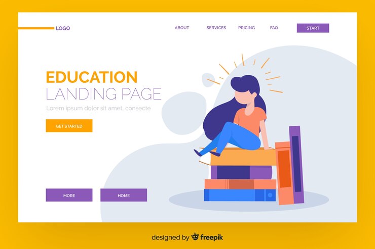 Vettore gratuito modello di pagina di destinazione per l'educazione online