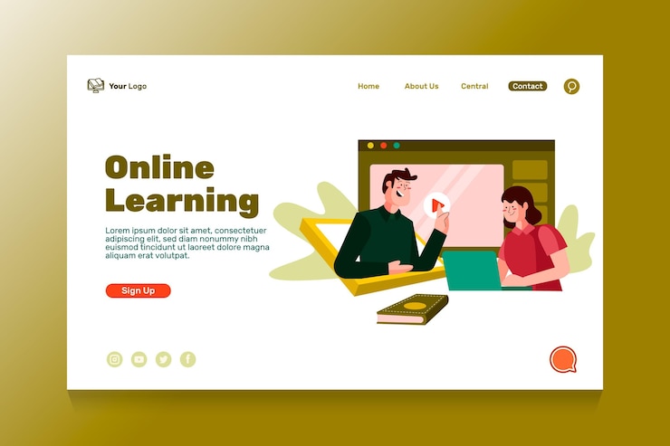 Vettore gratuito modello di pagina di destinazione per l'educazione online